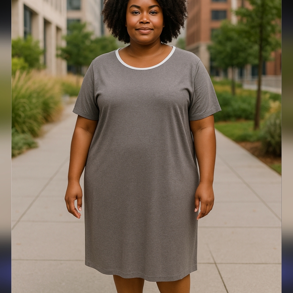 LuLaRoe Grey w/ White Trim Julia Dress